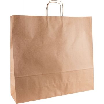 Carton de 100 sacs kraft brun 40+16x45cm poignées torsadées