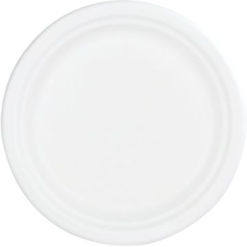 Paquet de 50 assiettes en fibres de cannes diamètre 22cm blanches