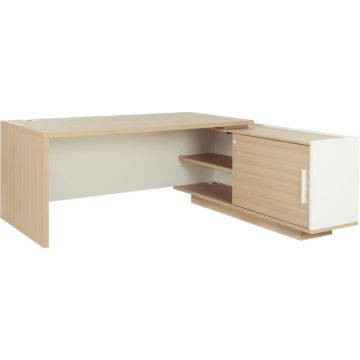 Bureau retour droite Brabant L180/198xH75xP90/180cm avec rangements chêne structuré/blanc