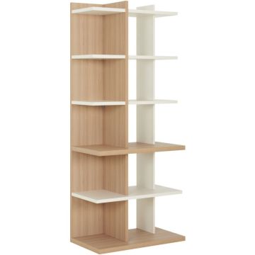 Bibliothèque L80xH189xP45cm chêne structuré/blanc BRABANT