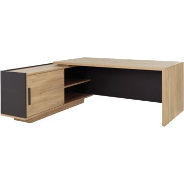 Bureau retour gauche Brabant L180/198xH75xP90/180cm avec rangements chêne du bocage/anthracite