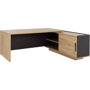 Bureau retour droite Brabant L180/198xH75xP90/180cm avec rangements chêne du bocage/anthracite