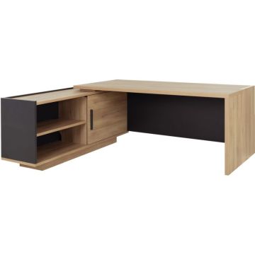 Bureau retour gauche Brabant L200/218xH75xP90/180cm avec rangements chêne du bocage/anthracite