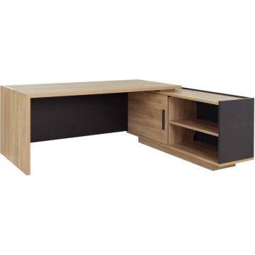 Bureau retour droite Brabant L200/218xH75xP90/180cm avec rangements chêne du bocage/anthracite