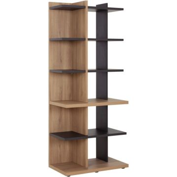 Bibliothèque L80xH189xP45cm chêne du bocage/anthracite BRABANT