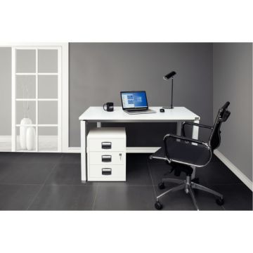 Bureau compact corail plateau blanc/piétement blanc